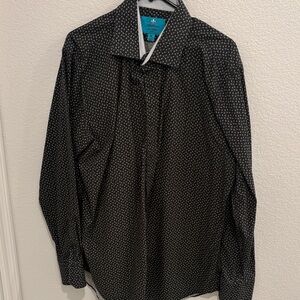 Men's Black Patterned Dress Shirt